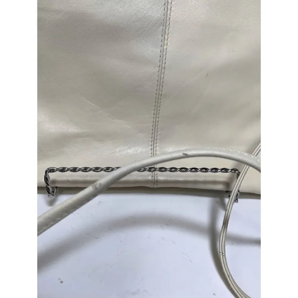 Vintage Albi Cream Leather Shoulder Purse